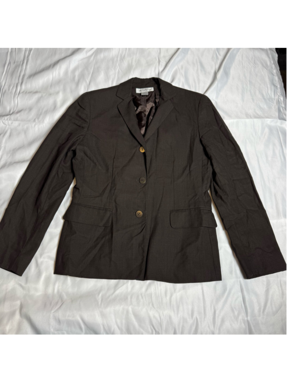 Women's Brooks Brothers Wool Blend Blazer Jacket Brown Size 8
